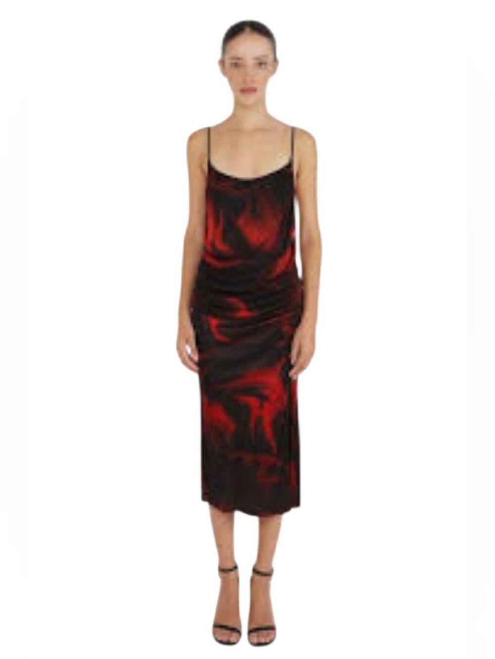 Zapelle | Women’s Black and Red Paint Slatter Printed Cocktail Dress (Size XL)